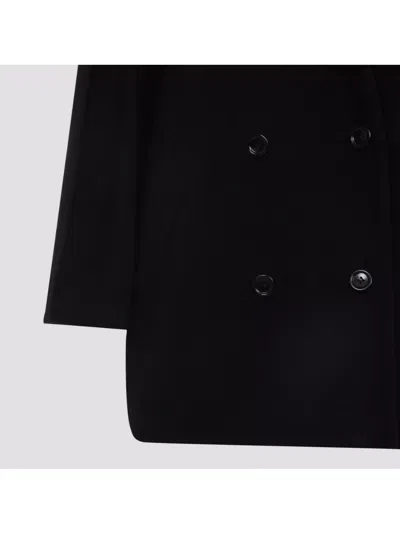 Max Mara Double-breasted Wool Cashmere Coat With Notched Collar In Black