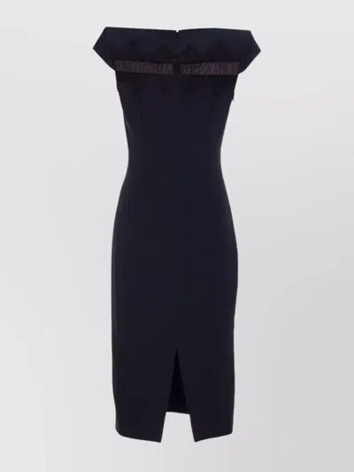 Alexander Mcqueen Wool Tailored Pencil Dress With Lace Details Clothing In Black