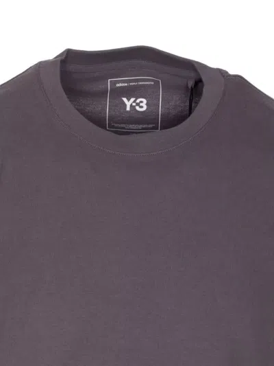 Y-3 Logo-print Crew-neck Tee In Gray