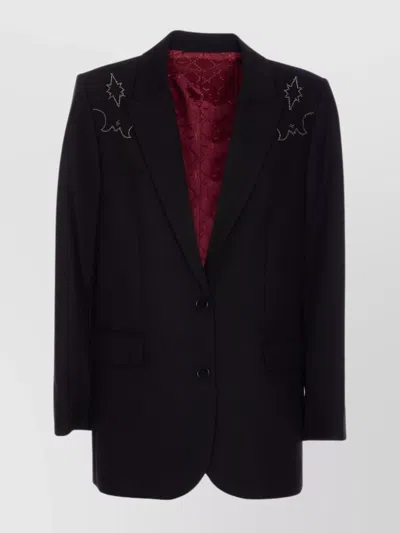 Zadig & Voltaire Crystal Embroidered V-neck Jacket In Black