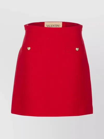 Valentino High Waist Skirt Heart-shaped Buttons In Red