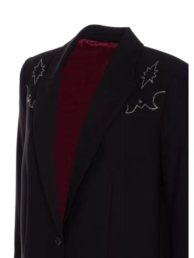 Zadig & Voltaire Crystal Embroidered V-neck Jacket In Black