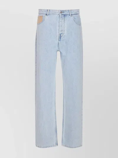Drôle De Monsieur Tailored Trousers With 5 Pockets And Belt Loops In Blue