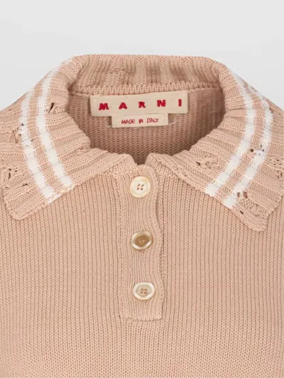 Marni Knitwear Polo With Distressed Button Detailing In Gray
