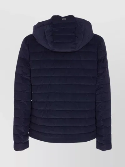 Herno Hooded Quilted Down Jacket In Blue