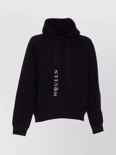 Alexander Mcqueen Hoodie With Drawstring Hood And Kangaroo Pocket In Black