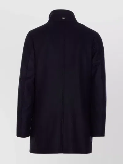 Herno Collar Shearling Removable Pockets Lateral Sleeves Long In Blue
