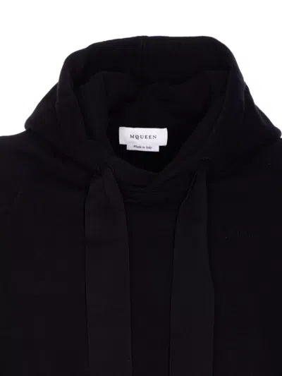 Alexander Mcqueen Hoodie With Drawstring Hood And Kangaroo Pocket In Black