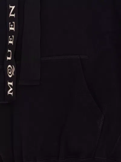 Alexander Mcqueen Hoodie With Drawstring Hood And Kangaroo Pocket In Black