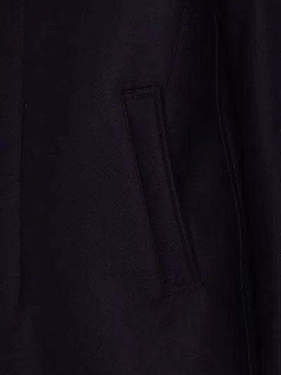 Herno Collar Shearling Removable Pockets Lateral Sleeves Long In Blue
