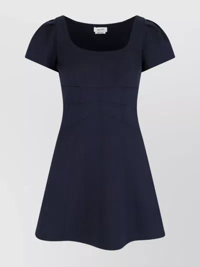 Alexander Mcqueen Square Neckline Knee Length Dress With Panel Detailing In Blue