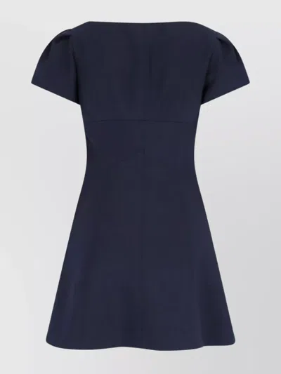 Alexander Mcqueen Square Neckline Knee Length Dress With Panel Detailing In Blue