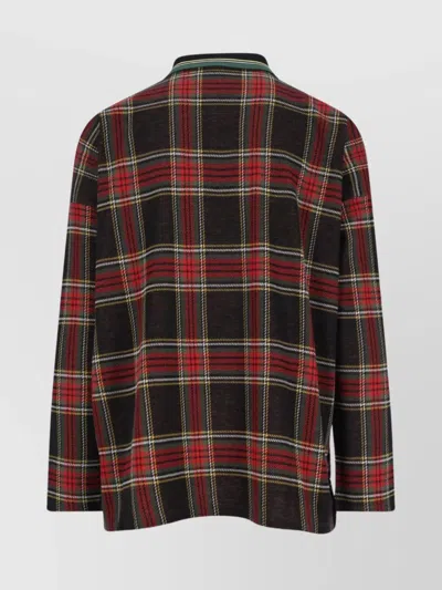 Vivienne Westwood Crewneck Sweater With Plaid Pattern And Button Detail In Multi