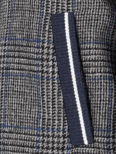 Thom Browne Checked Pattern Ribbed Collar Jacket In Gray