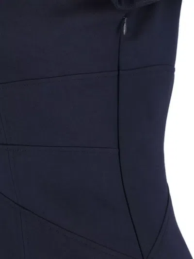Alexander Mcqueen Square Neckline Knee Length Dress With Panel Detailing In Blue