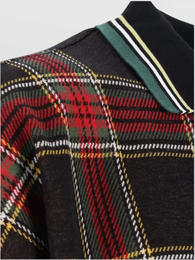 Vivienne Westwood Crewneck Sweater With Plaid Pattern And Button Detail In Multi