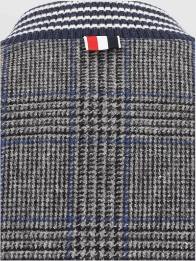 Thom Browne Checked Pattern Ribbed Collar Jacket In Gray