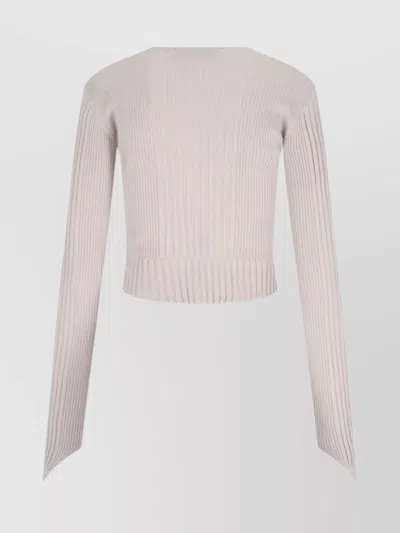 Vivienne Westwood Sleeve Button Cropped Ribbed Top In Gray
