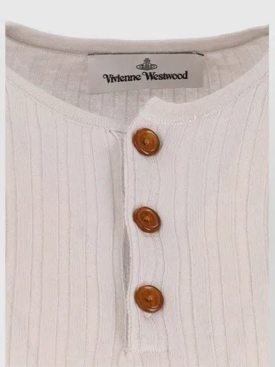 Vivienne Westwood Sleeve Button Cropped Ribbed Top In Gray