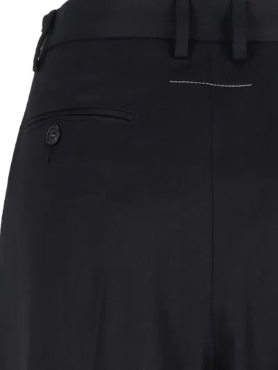 Mm6 Maison Margiela Straight Leg Trousers With Belt Loops And Buttoned Back Pockets In Black