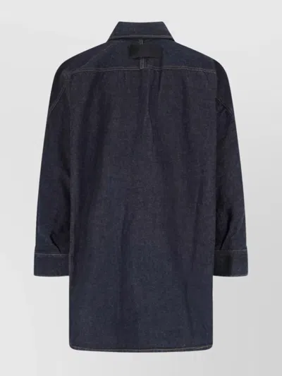 Givenchy Collared Neck Structured Long Sleeves Top In Blue