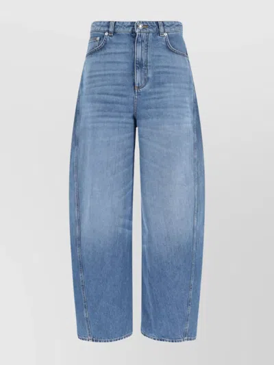 Givenchy Blue Jeans With Logo Patch On The Rear And Wide Leg In Denim Woman In Blue