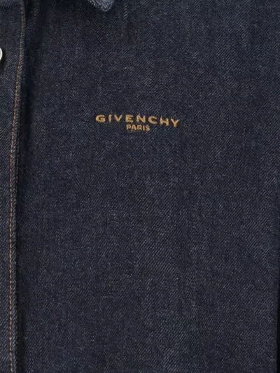 Givenchy Collared Neck Structured Long Sleeves Top In Blue