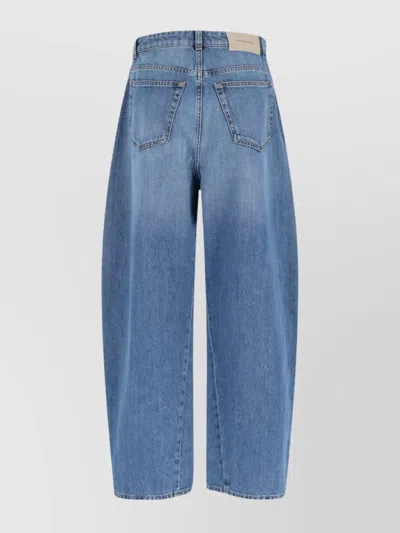 Givenchy Blue Jeans With Logo Patch On The Rear And Wide Leg In Denim Woman In Blue