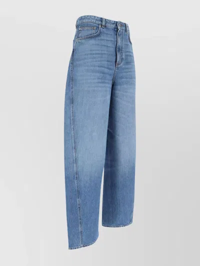 Givenchy Blue Jeans With Logo Patch On The Rear And Wide Leg In Denim Woman In Blue