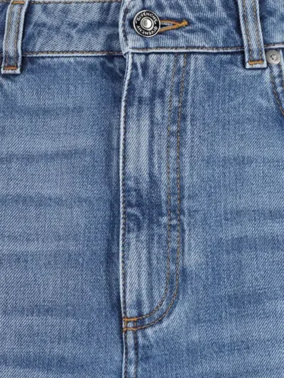 Givenchy Blue Jeans With Logo Patch On The Rear And Wide Leg In Denim Woman In Blue
