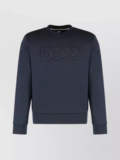 Hugo Boss Crewneck Sweatshirt With Logo In Blue
