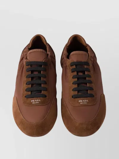 Prada Geometric Tread Lightweight Ballerina Sole In Brown