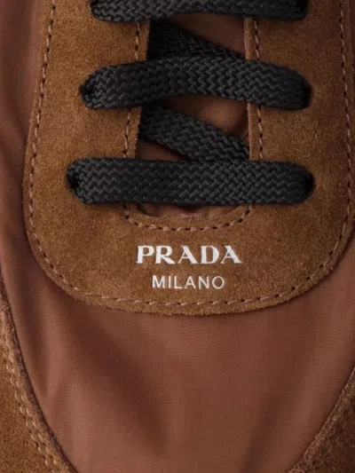 Prada Geometric Tread Lightweight Ballerina Sole In Brown
