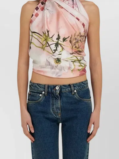 Ferragamo Floral Square Silk Scarf In White