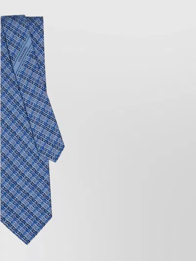 Ferragamo Cravatta Arazzo In Seta Stampa Gancini Chain In Blue