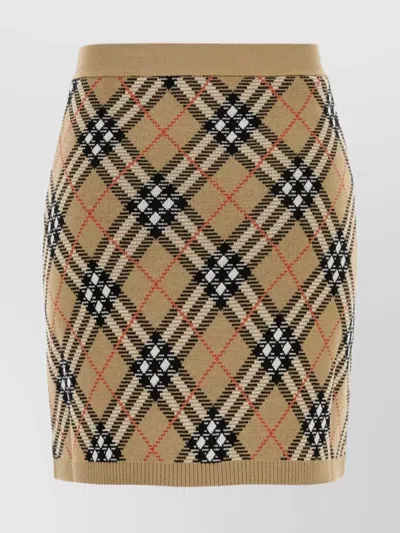 Burberry Embroidered Wool Blend Mini Skirt In Brown