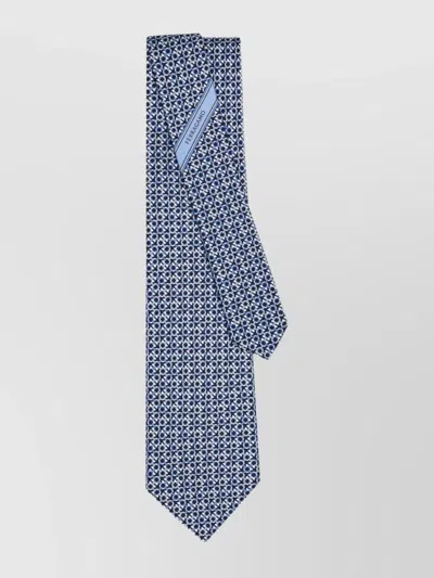 Ferragamo Gancini Silk Tie Geometric Pattern