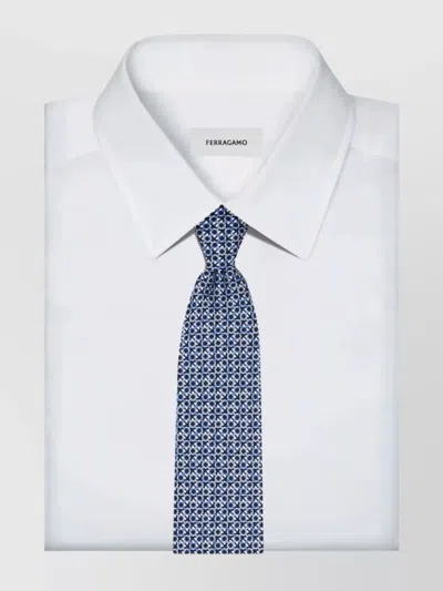 Ferragamo Gancini Silk Tie Geometric Pattern