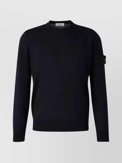 Stone Island Lightweight Wool Crew Neck Pullover In Blue