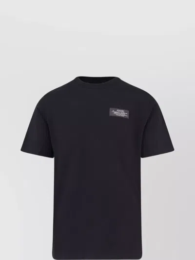 Amiri Black Crewneck T-shirt With Logo Patch On The Front And Maxi Logo Print On The Rear In Cotton Man In Black