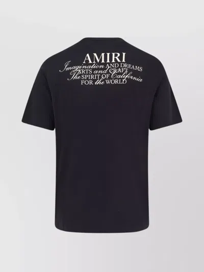 Amiri Black Crewneck T-shirt With Logo Patch On The Front And Maxi Logo Print On The Rear In Cotton Man In Black