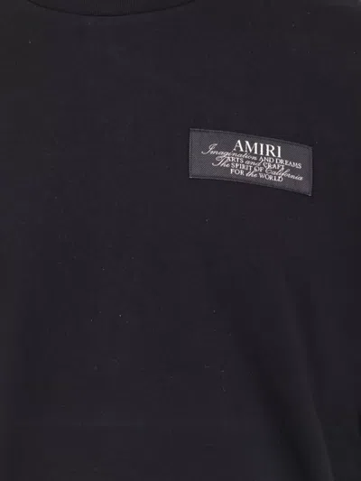 Amiri Black Crewneck T-shirt With Logo Patch On The Front And Maxi Logo Print On The Rear In Cotton Man In Black