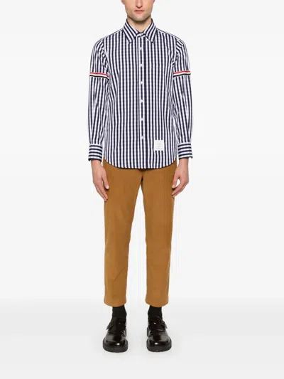 Thom Browne Checked Shirt In Blue