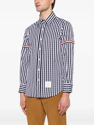 Thom Browne Checked Shirt In Blue