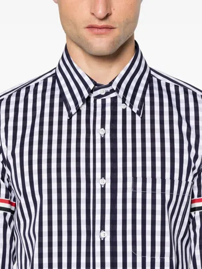 Thom Browne Checked Shirt In Blue