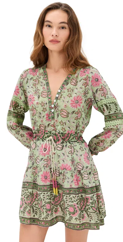 Bell Patton Mini Dress Mint And Pink Floral In Green