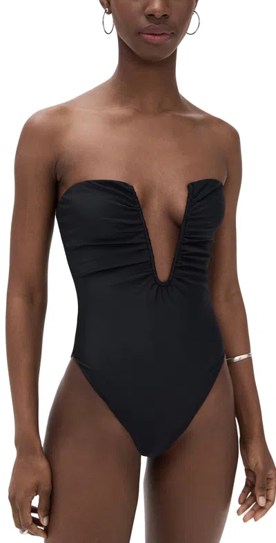 Ramy Brook Bianka Plunge One-piece Swimsuit In Black