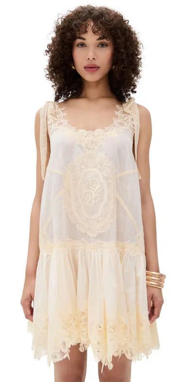 Zimmermann Cascadian Lace-trimmed Checked Cotton-voile Midi Dress In Neutral