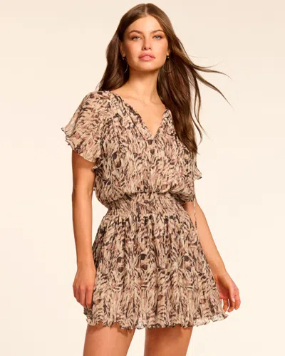 Ramy Brook Felicia Short Sleeve Smocked Mini Dress In Gray