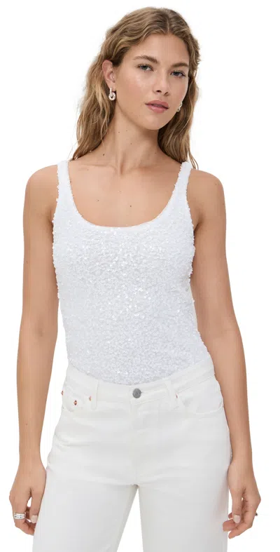 Generation Love Dina Sequin Thong Bodysuit White In White